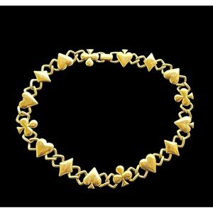 Vintage 18" Gold-Tone Playing Card Suits Necklace